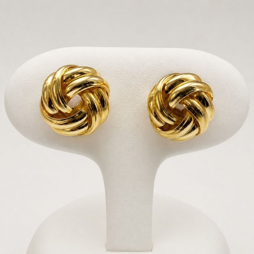 Twisted Large Knot Stud Earrings in Gold Tone